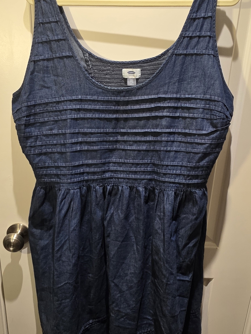 Old Navy Dark Blue Sleeveless Pintuck A-line Dress
